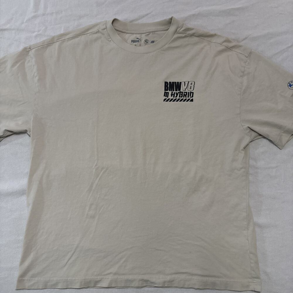 Puma BMW Motorsport vintage t-shirt in tan and black size XL